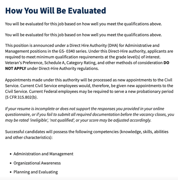 USAjobs - how you will be evaluated